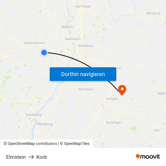 Elmstein to Korb map