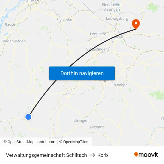 Verwaltungsgemeinschaft Schiltach to Korb map