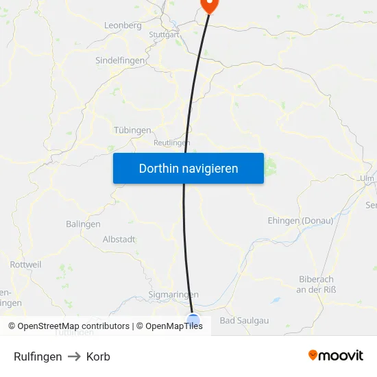 Rulfingen to Korb map