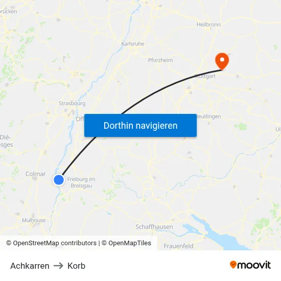 Achkarren to Korb map