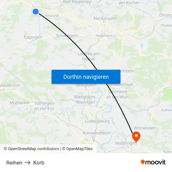 Reihen to Korb map