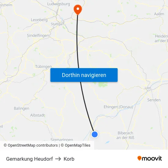 Gemarkung Heudorf to Korb map