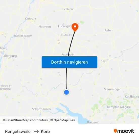 Rengetsweiler to Korb map
