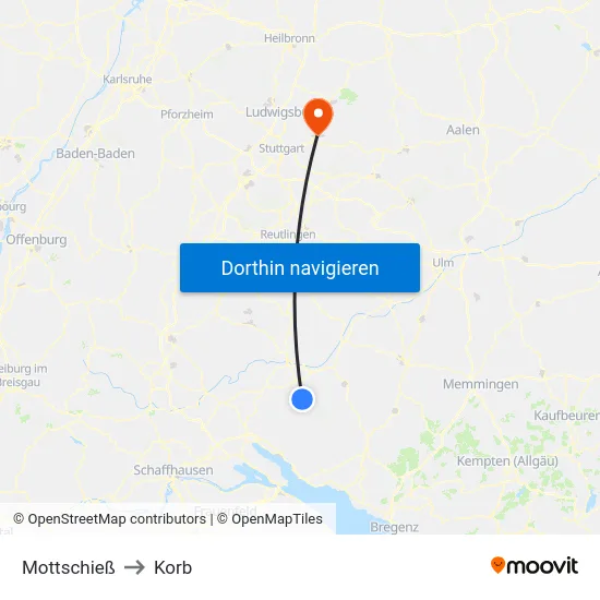 Mottschieß to Korb map