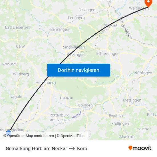 Gemarkung Horb am Neckar to Korb map