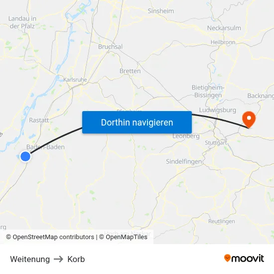 Weitenung to Korb map