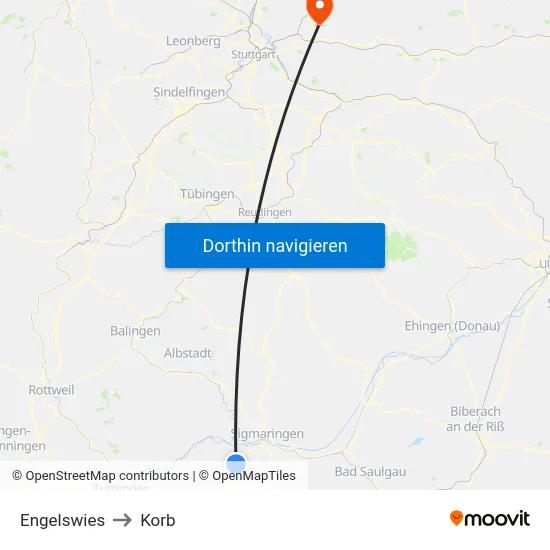 Engelswies to Korb map