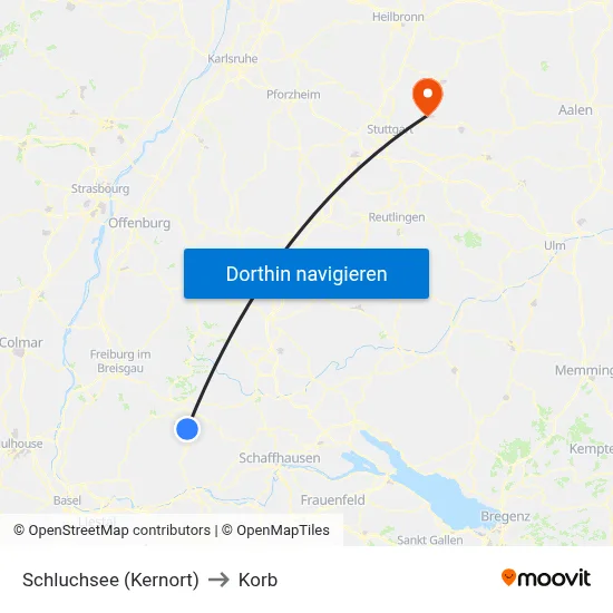 Schluchsee (Kernort) to Korb map