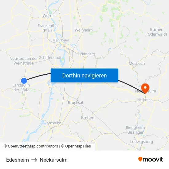 Edesheim to Neckarsulm map