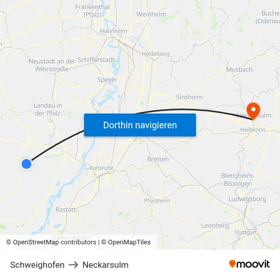 Schweighofen to Neckarsulm map