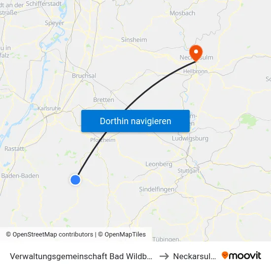 Verwaltungsgemeinschaft Bad Wildbad to Neckarsulm map