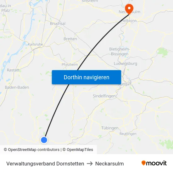 Verwaltungsverband Dornstetten to Neckarsulm map