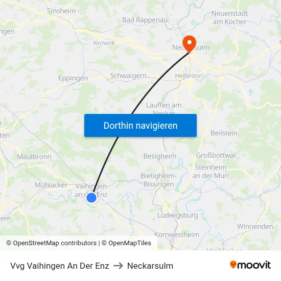 Vvg Vaihingen An Der Enz to Neckarsulm map