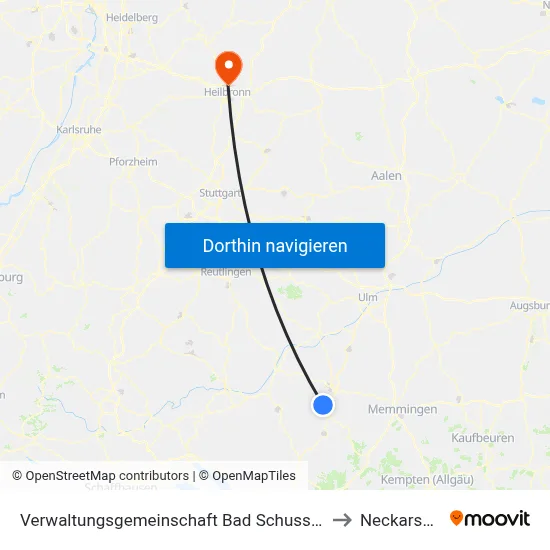 Verwaltungsgemeinschaft Bad Schussenried to Neckarsulm map