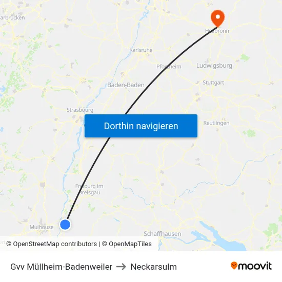 Gvv Müllheim-Badenweiler to Neckarsulm map