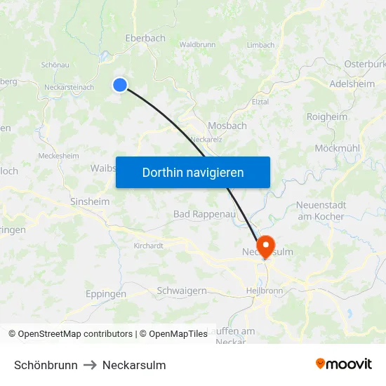 Schönbrunn to Neckarsulm map