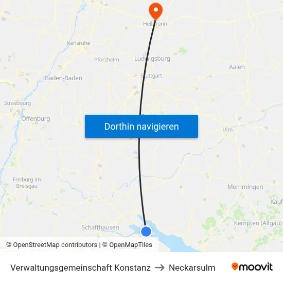 Verwaltungsgemeinschaft Konstanz to Neckarsulm map