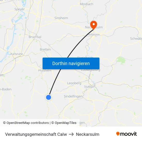 Verwaltungsgemeinschaft Calw to Neckarsulm map