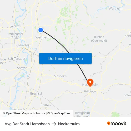 Vvg Der Stadt Hemsbach to Neckarsulm map