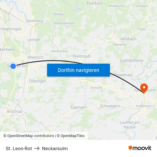 St. Leon-Rot to Neckarsulm map