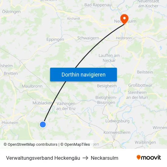 Verwaltungsverband Heckengäu to Neckarsulm map