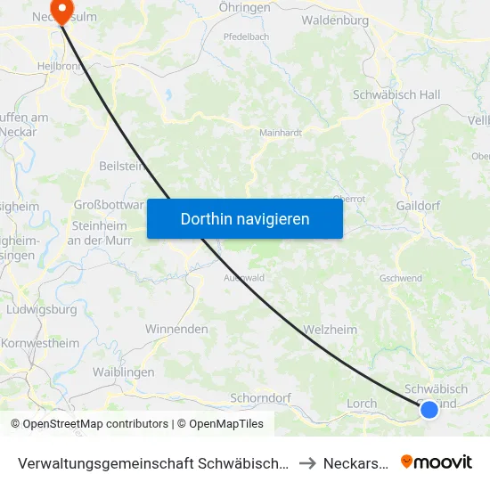 Verwaltungsgemeinschaft Schwäbisch Gmünd to Neckarsulm map