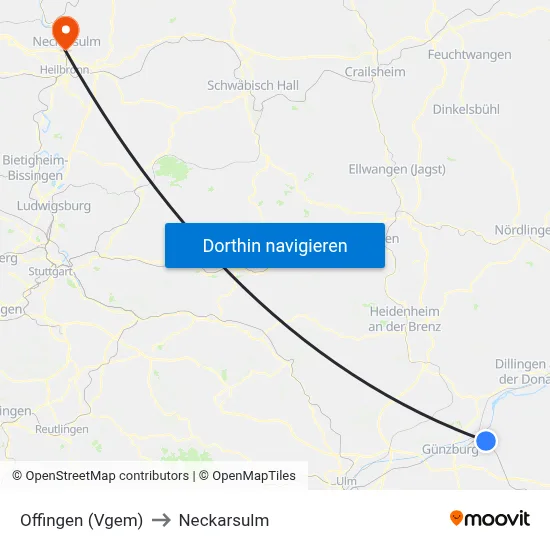Offingen (Vgem) to Neckarsulm map