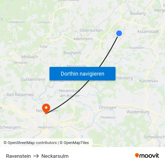 Ravenstein to Neckarsulm map
