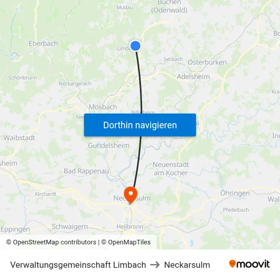 Verwaltungsgemeinschaft Limbach to Neckarsulm map