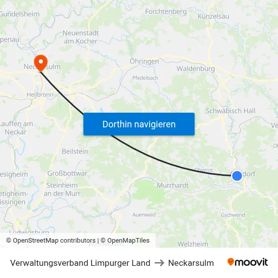 Verwaltungsverband Limpurger Land to Neckarsulm map