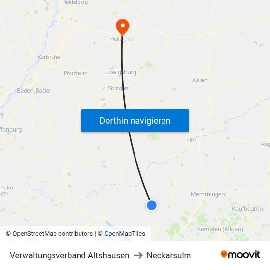Verwaltungsverband Altshausen to Neckarsulm map
