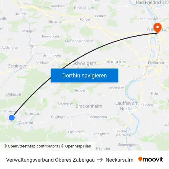 Verwaltungsverband Oberes Zabergäu to Neckarsulm map