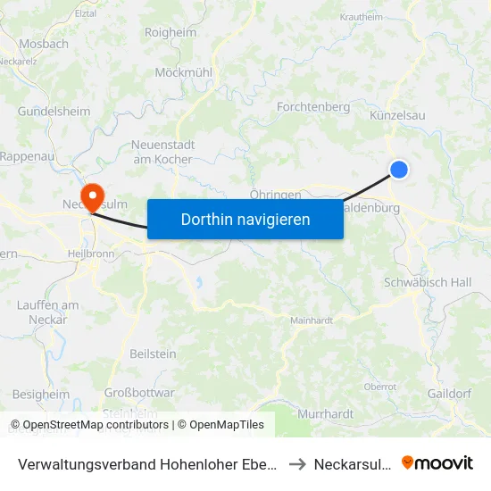 Verwaltungsverband Hohenloher Ebene to Neckarsulm map