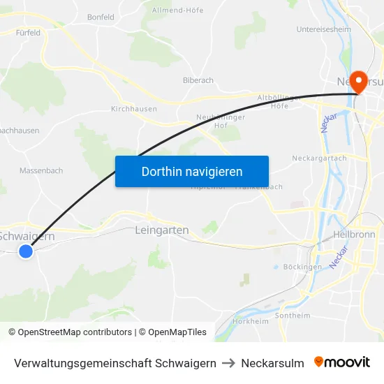 Verwaltungsgemeinschaft Schwaigern to Neckarsulm map