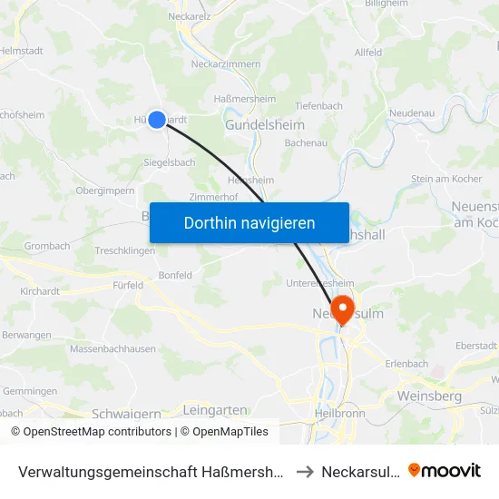 Verwaltungsgemeinschaft Haßmersheim to Neckarsulm map