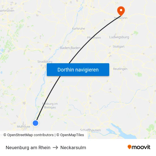 Neuenburg am Rhein to Neckarsulm map