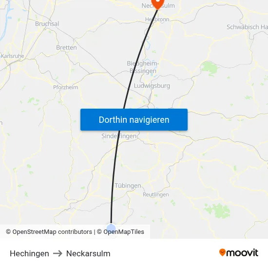 Hechingen to Neckarsulm map