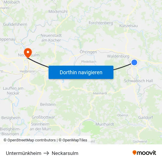 Untermünkheim to Neckarsulm map