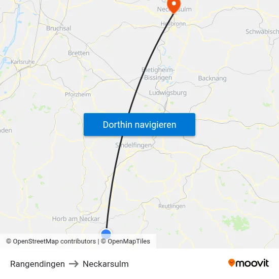 Rangendingen to Neckarsulm map