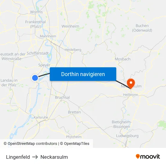 Lingenfeld to Neckarsulm map