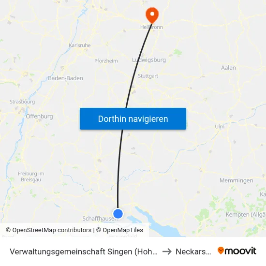 Verwaltungsgemeinschaft Singen (Hohentwiel) to Neckarsulm map
