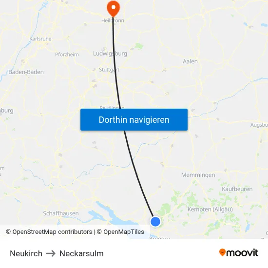 Neukirch to Neckarsulm map