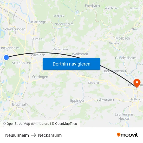 Neulußheim to Neckarsulm map