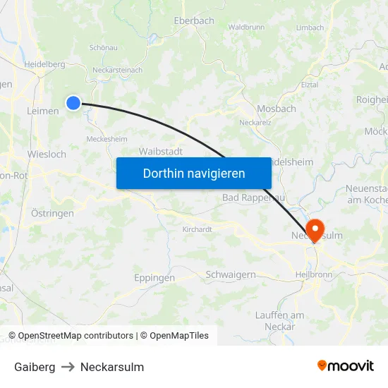 Gaiberg to Neckarsulm map