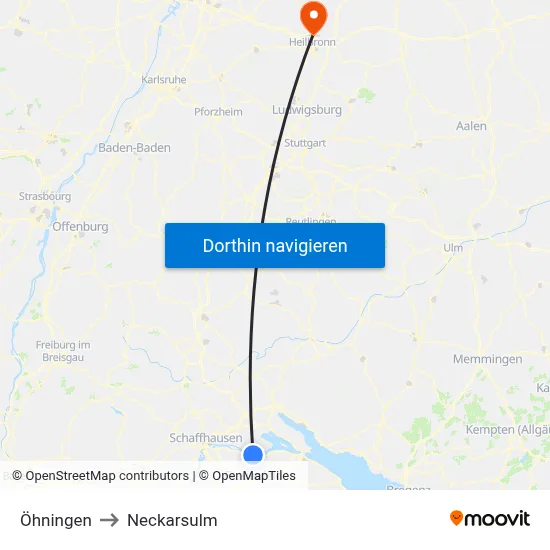 Öhningen to Neckarsulm map