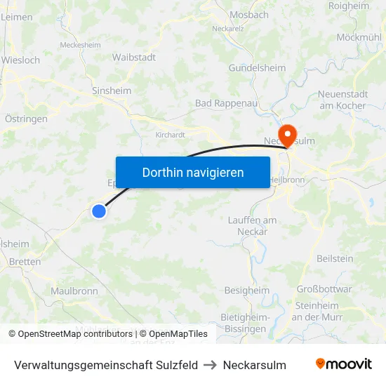 Verwaltungsgemeinschaft Sulzfeld to Neckarsulm map