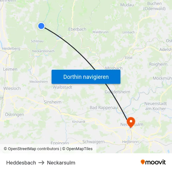 Heddesbach to Neckarsulm map