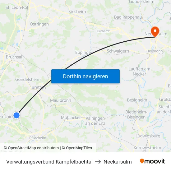 Verwaltungsverband Kämpfelbachtal to Neckarsulm map