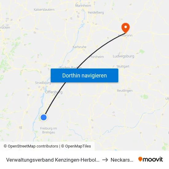 Verwaltungsverband Kenzingen-Herbolzheim to Neckarsulm map