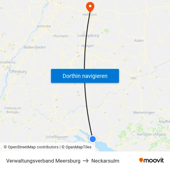 Verwaltungsverband Meersburg to Neckarsulm map